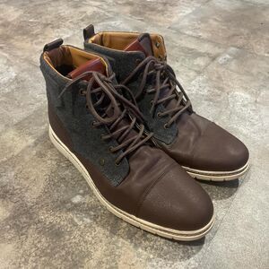 tommy hilfiger leather ferguson brown and charcoal casual boot men’s size 12